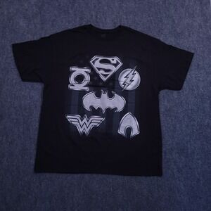 Justice League T-Shirt‎ XXL Black Batman Superman Wonder Woman Flash DC Comics